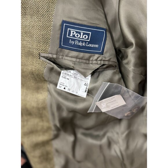 NEW Ralph Lauren 100 % Lino Jacket Blazer 40R GARRISON Italy Herringbone - Picture 11 of 12